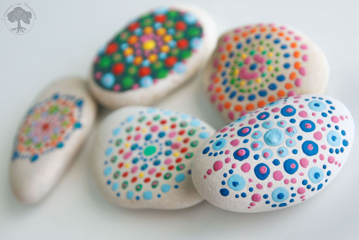 DIY Pintar Mandalas en piedras para niños – Creciendo Con Montessori