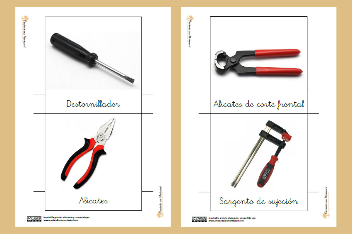 Tarjetas Tres Partes de Herramientas Bricolaje – Creciendo Con